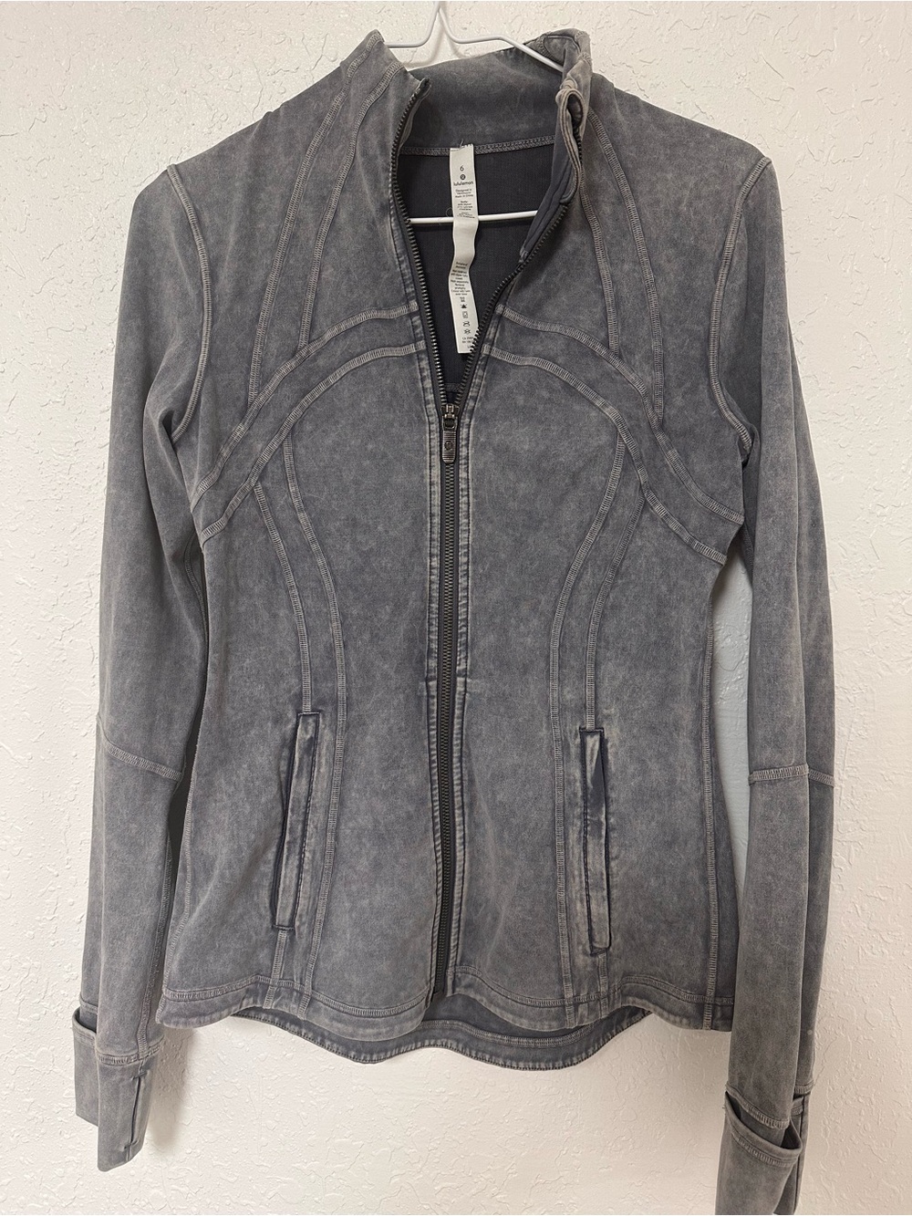 Lululemon Define Jacket Garment Dye Ice Wash Asphalt Grey Size 6